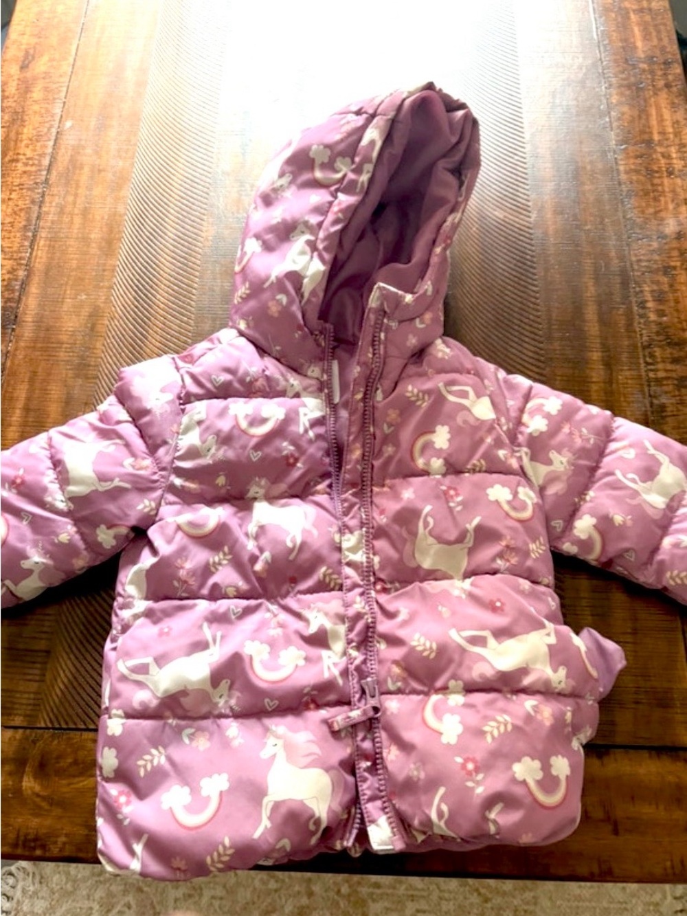 Girls Unicorn Puffer Coat